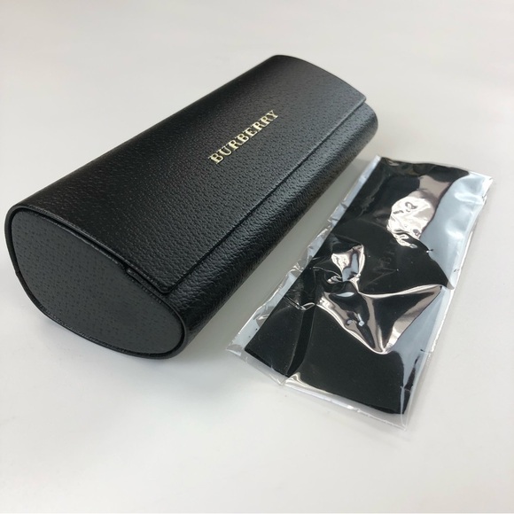 𝅺BURBERRY eyeglass sunglass case brown with raised gold logo new cleaning cloth - Picture 3 of 5